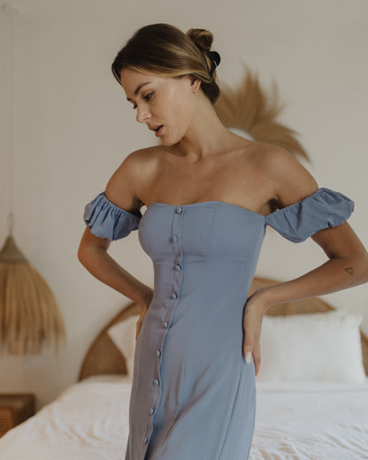 [PREORDER CLOSED] Off-Shoulder Midi (Dusty Periwinkle)