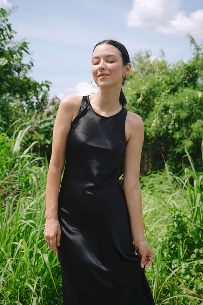 The Racer Midi Dress (Smooth Black)