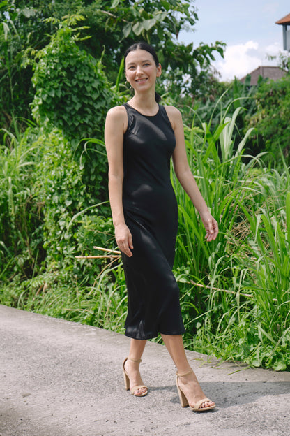 The Racer Midi Dress (Smooth Black)